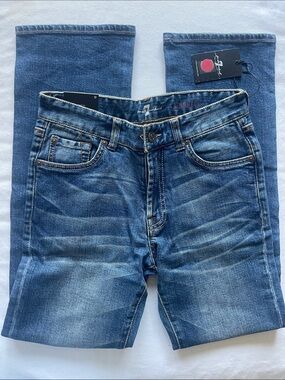 NWT SEVEN 7 For All Mankind Size 12 Blue Denim Jeans - Classic Slim Fit